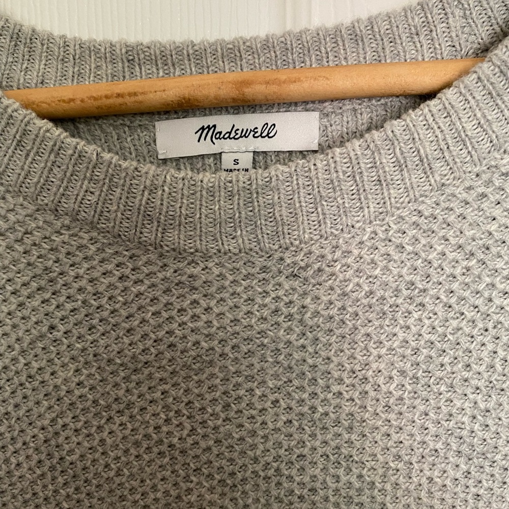 Madewell Gray Split Back Sweater Small - image 2